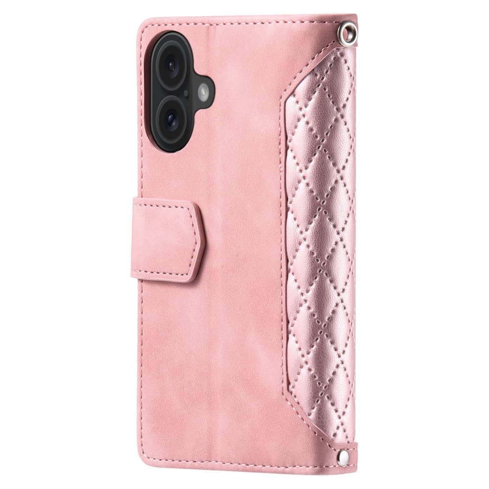 iPhone 16 Quiltet pungtaske, Lyserød
