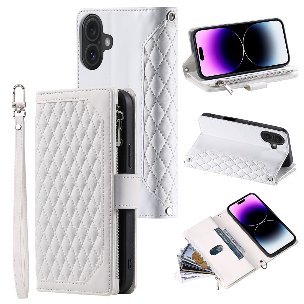 iPhone 16 Quiltet pungtaske, Hvid