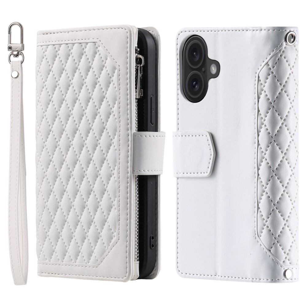 iPhone 16 Quiltet pungtaske, Hvid