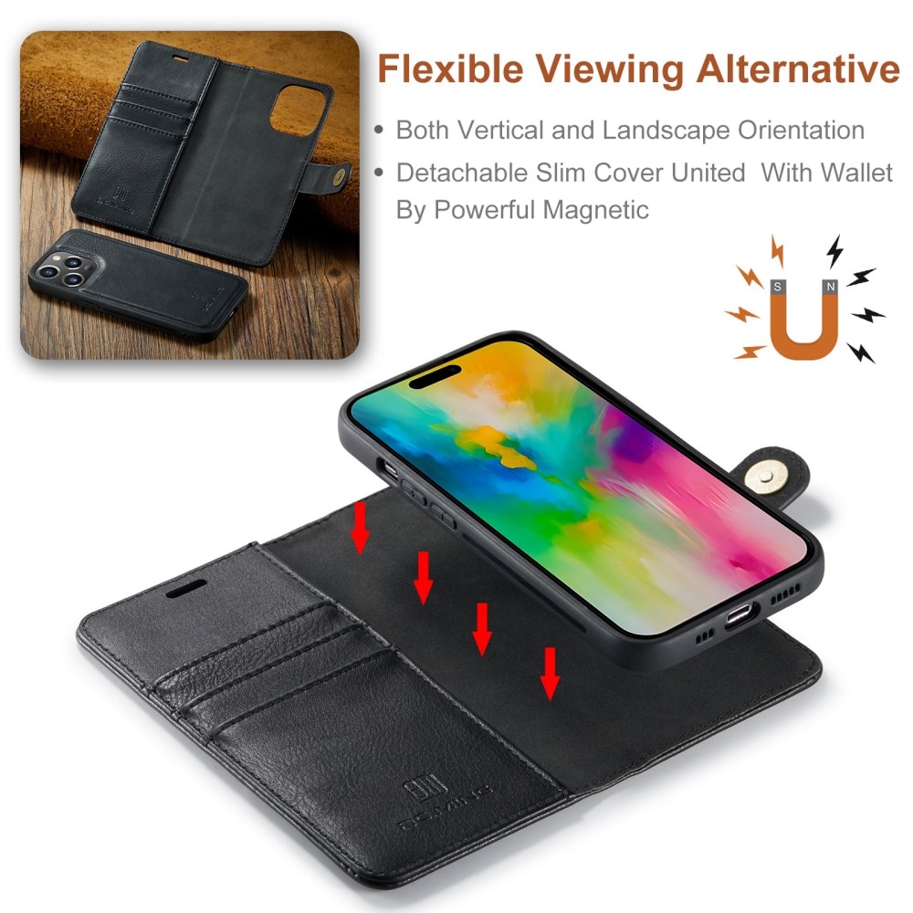 iPhone 16 Pro Pungetui med aftageligt cover, Black