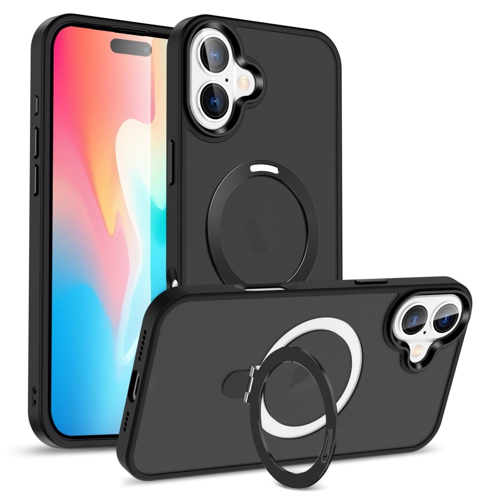 iPhone 16 Magnetic hybridcover med stativfunktion, Sort