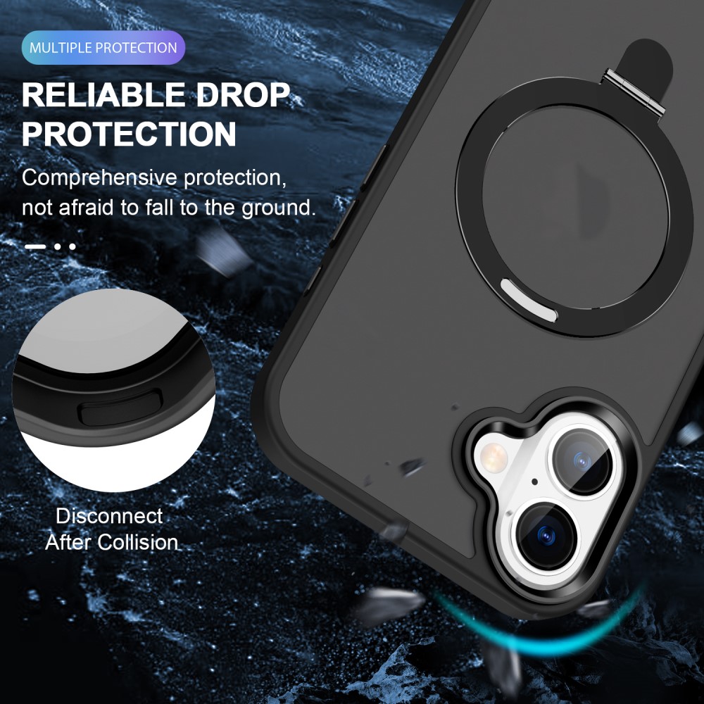 iPhone 16 Magnetic hybridcover med stativfunktion, Sort