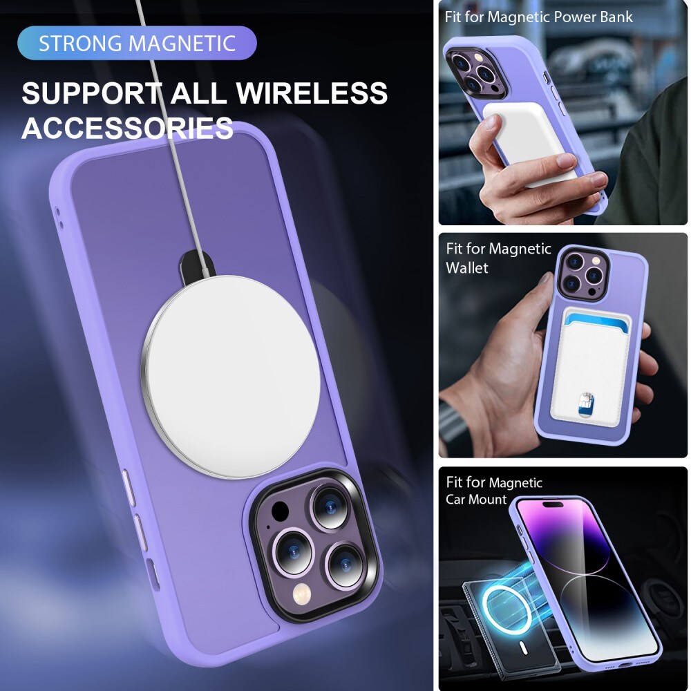 iPhone 16 Pro Max MagSafe hybridcover med stativfunktion, Lilla