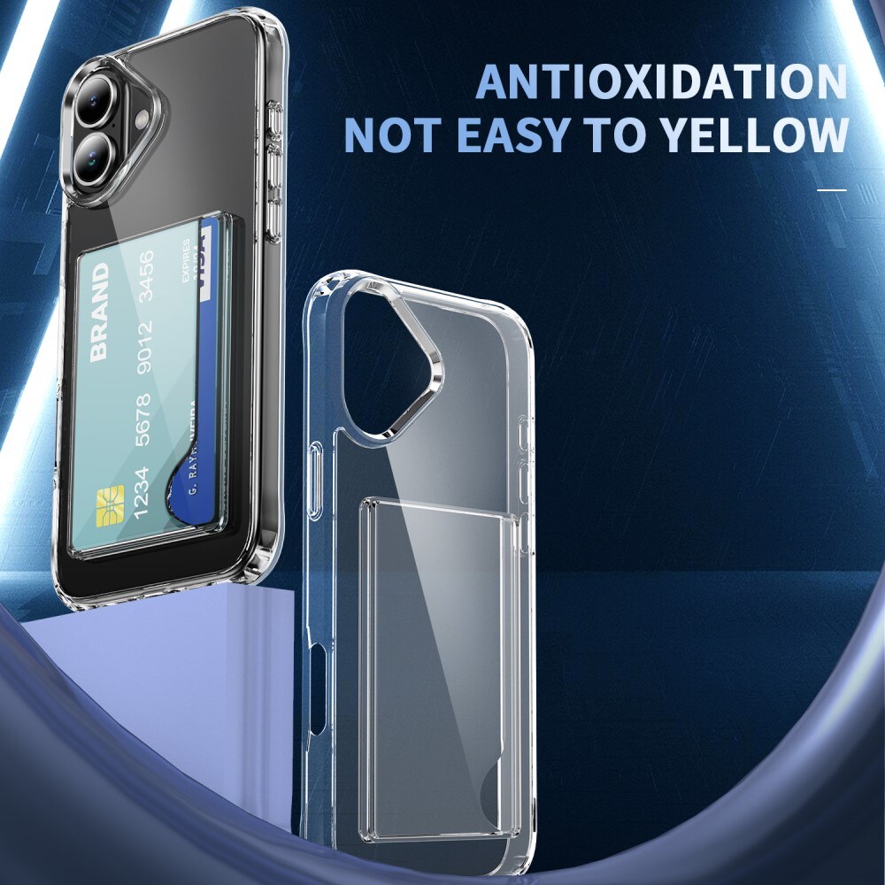 iPhone 16 Plus Hybridcover med indbygget kortholder, Gennemsigtig