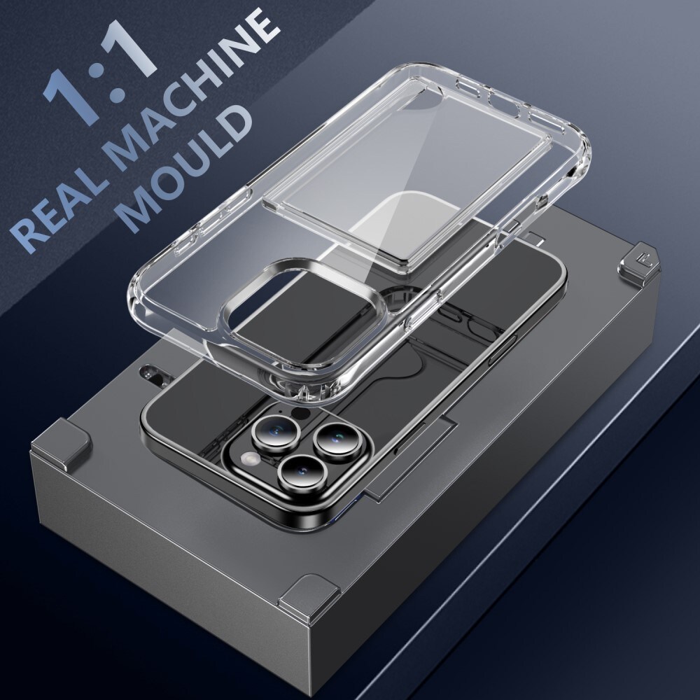 iPhone 16 Pro Hybridcover med indbygget kortholder, Gennemsigtig