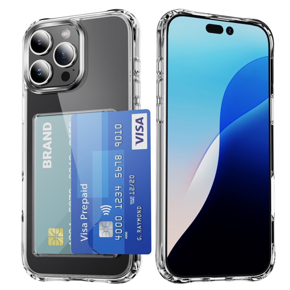 iPhone 16 Pro Max Hybridcover med indbygget kortholder, Gennemsigtig