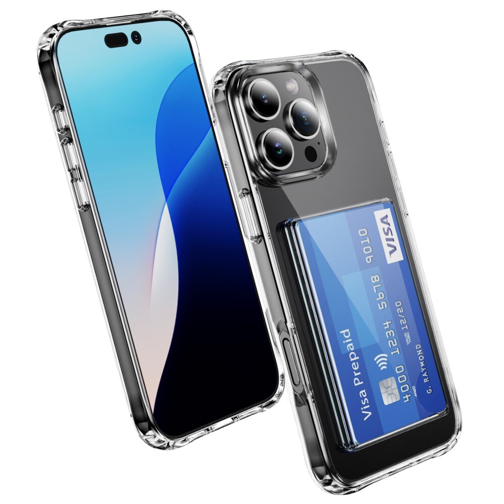 iPhone 16 Pro Max Hybridcover med indbygget kortholder, Gennemsigtig