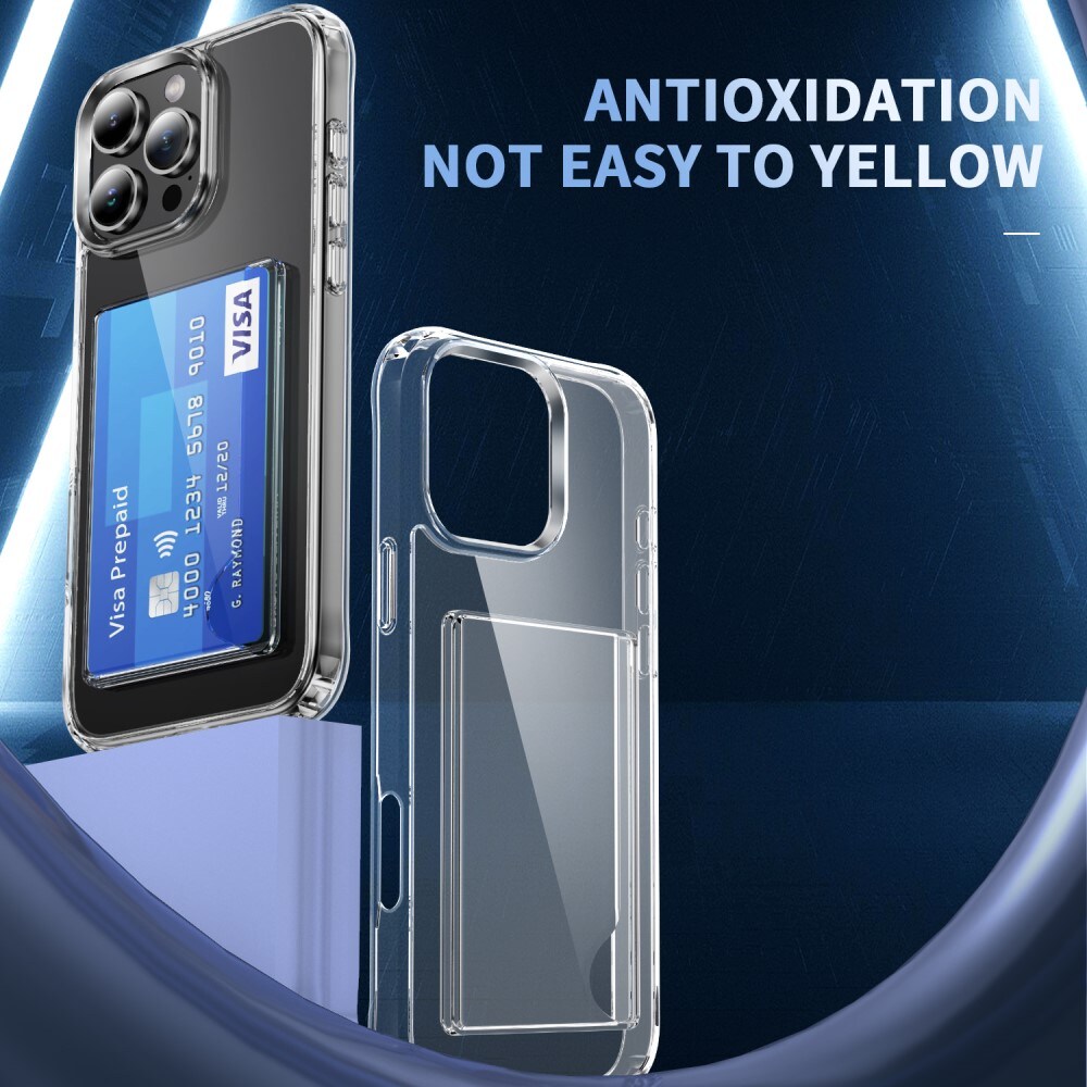 iPhone 16 Pro Max Hybridcover med indbygget kortholder, Gennemsigtig