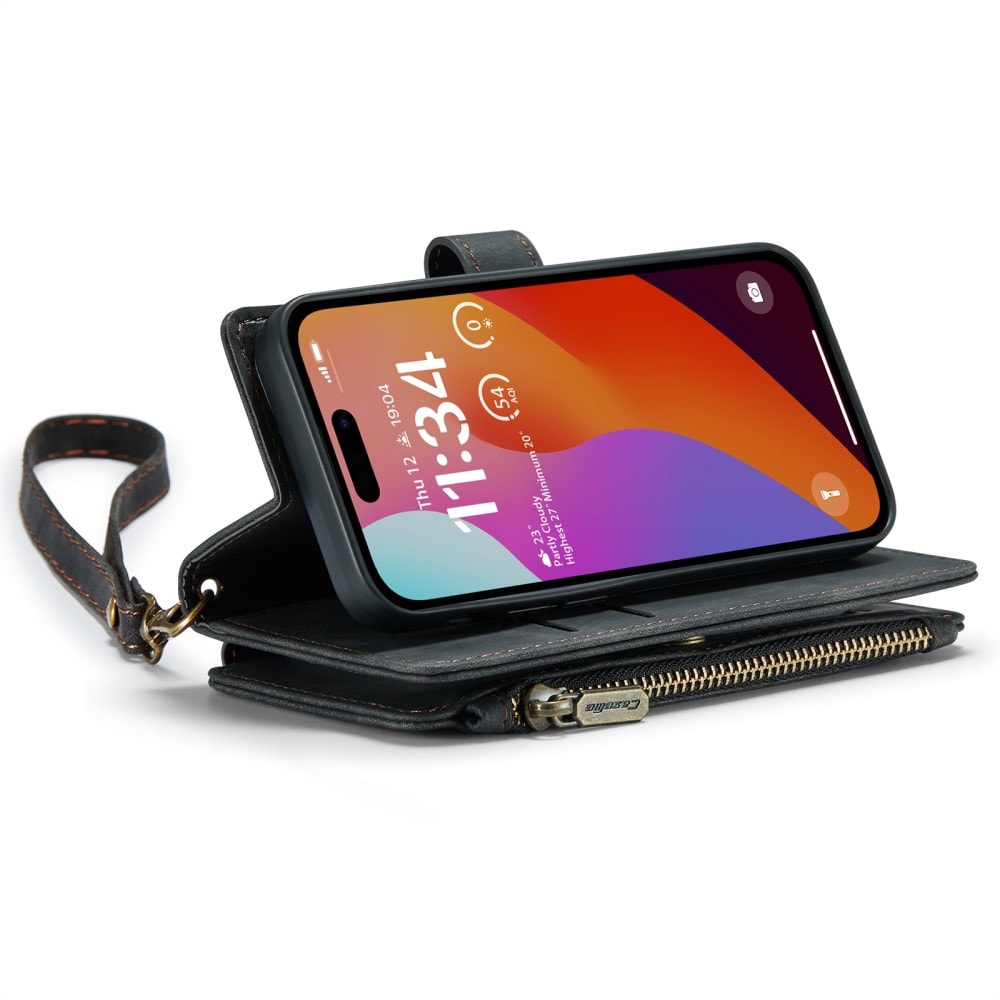 iPhone 16 Pro Pungetui med lynlås, Sort