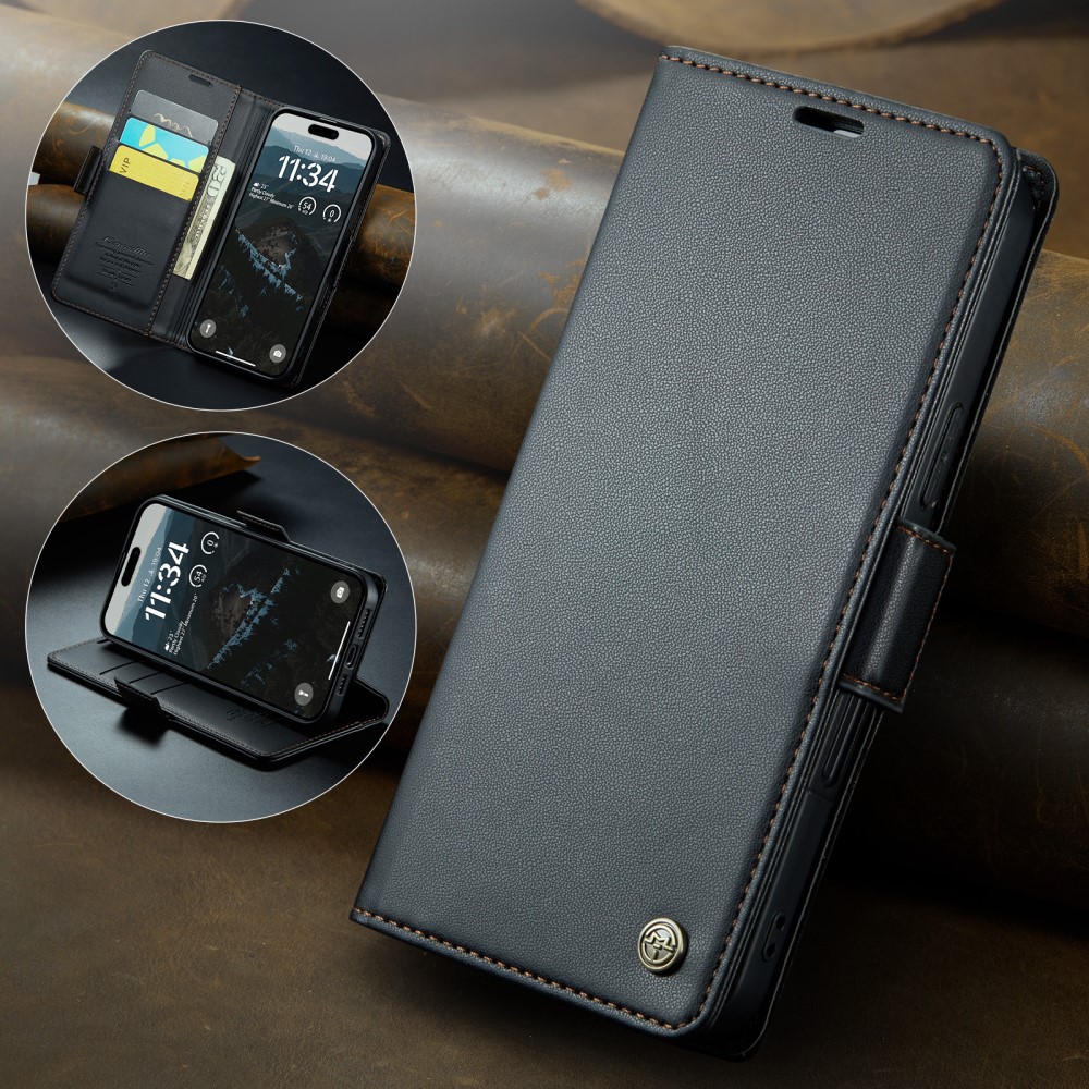 iPhone 16 Plus Slankt RFID-pungetui, Sort