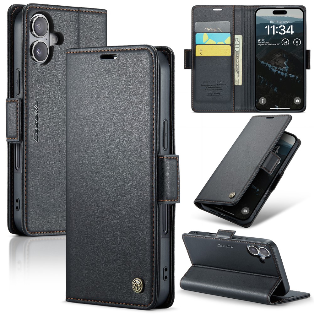 iPhone 16 Plus Slankt RFID-pungetui, Sort