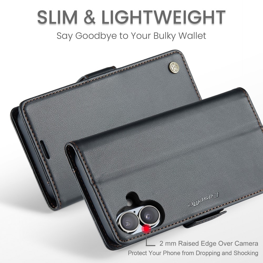 iPhone 16 Plus Slankt RFID-pungetui, Sort