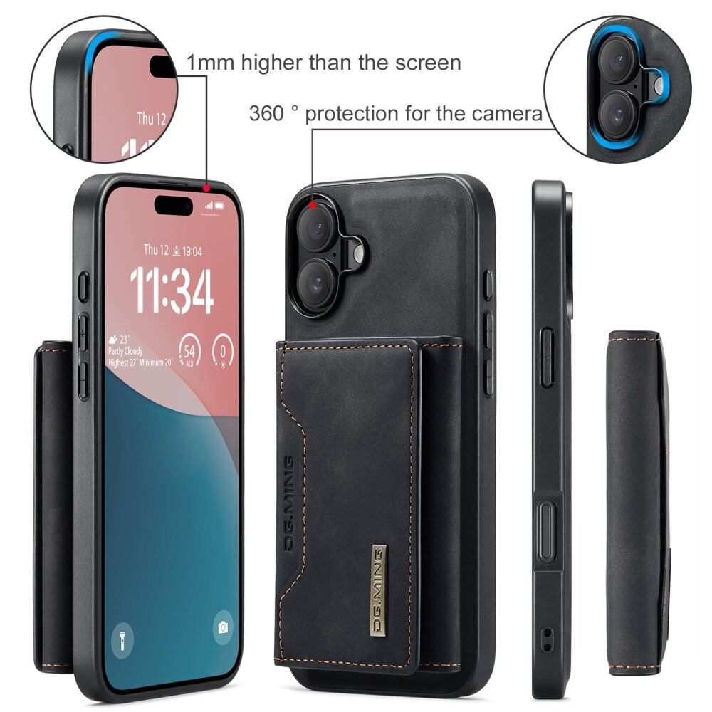 iPhone 16 Cover med aftagelig pung, Sort