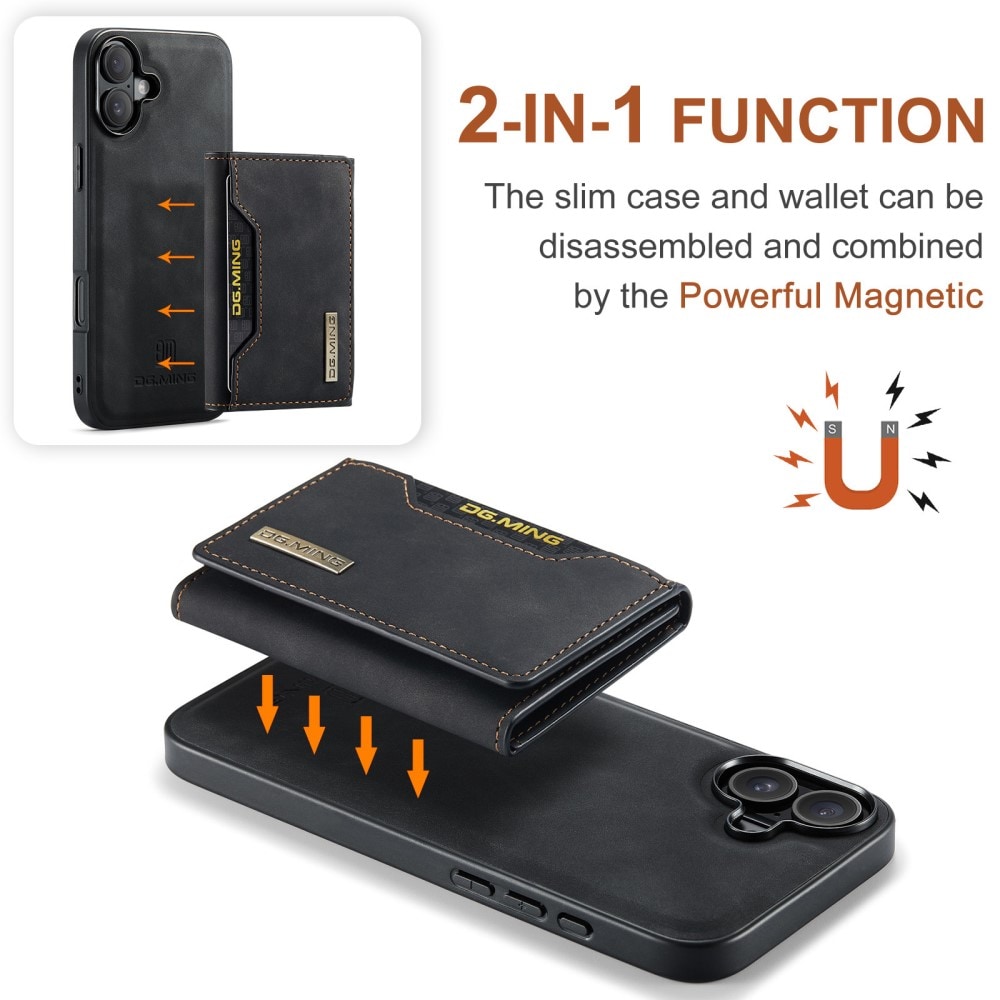 iPhone 16 Cover med aftagelig pung, Sort