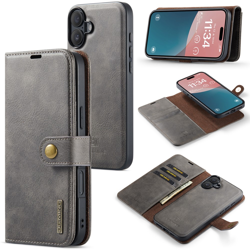 iPhone 16 Pungetui med aftageligt cover, Brown