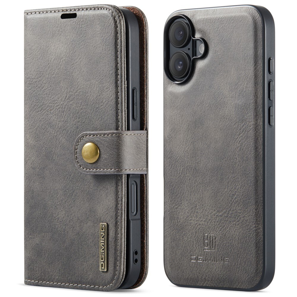 iPhone 16 Pungetui med aftageligt cover, Brown