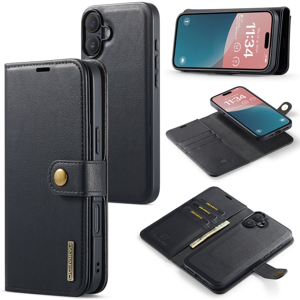 iPhone 16 Pungetui med aftageligt cover, Black