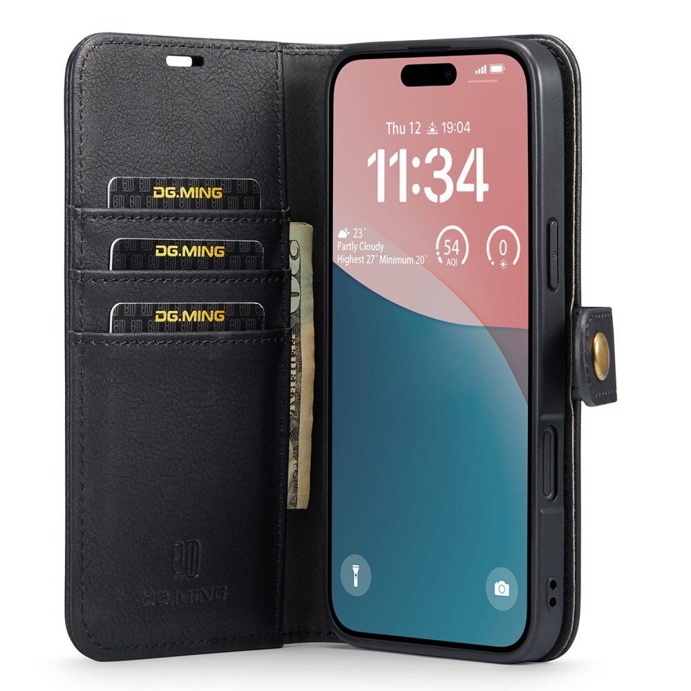 iPhone 16 Pungetui med aftageligt cover, Black