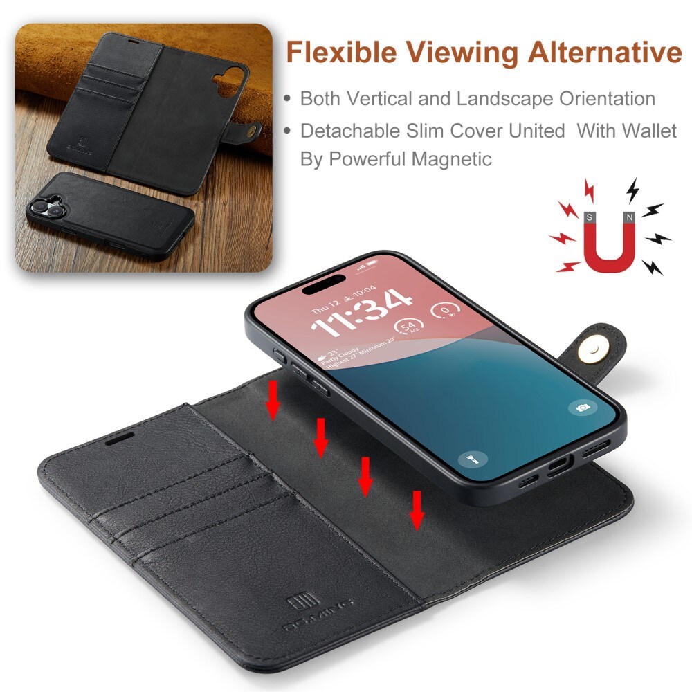 iPhone 16 Pungetui med aftageligt cover, Black