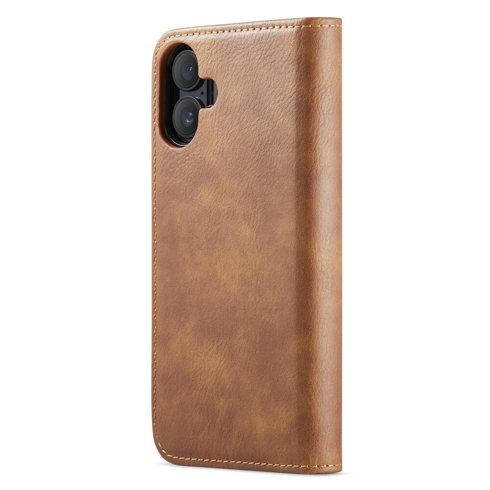 iPhone 16 Pungetui med aftageligt cover, Cognac