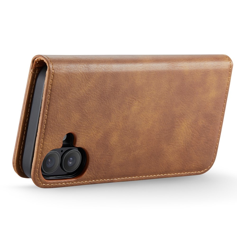 iPhone 16 Pungetui med aftageligt cover, Cognac