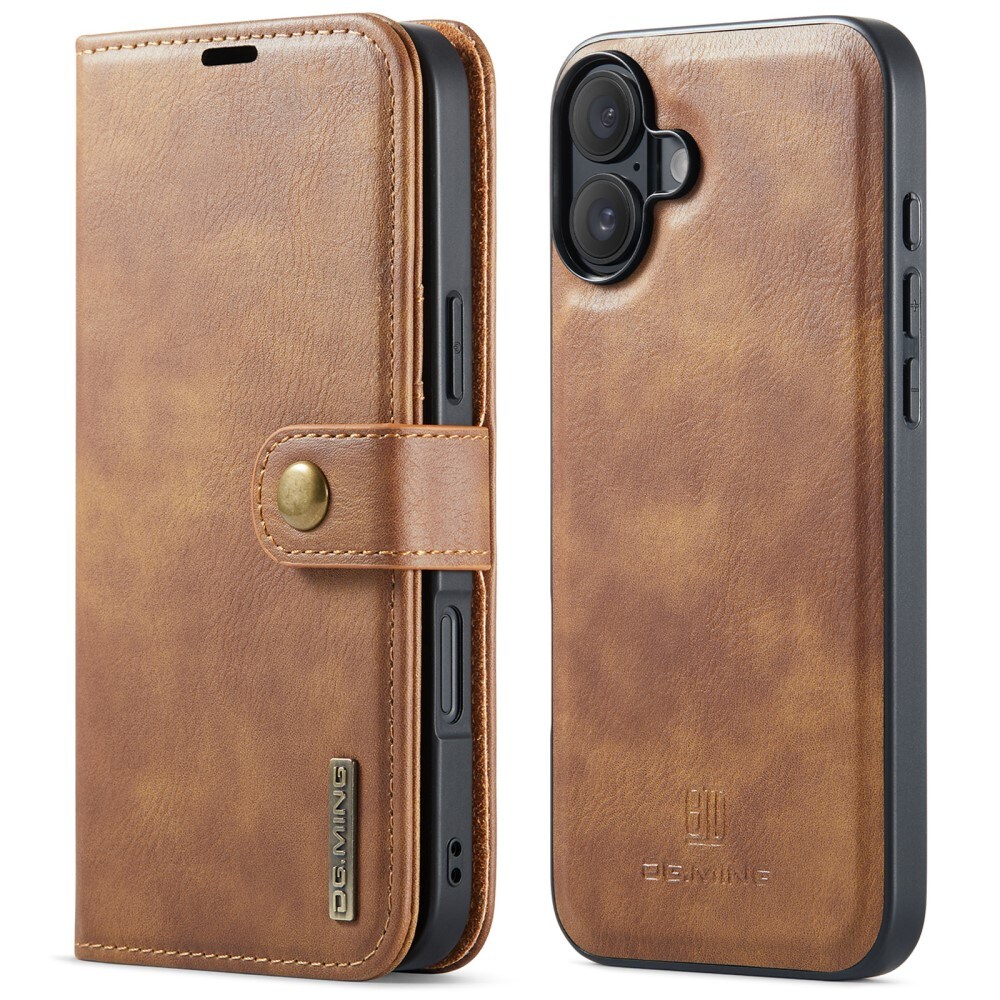 iPhone 16 Pungetui med aftageligt cover, Cognac