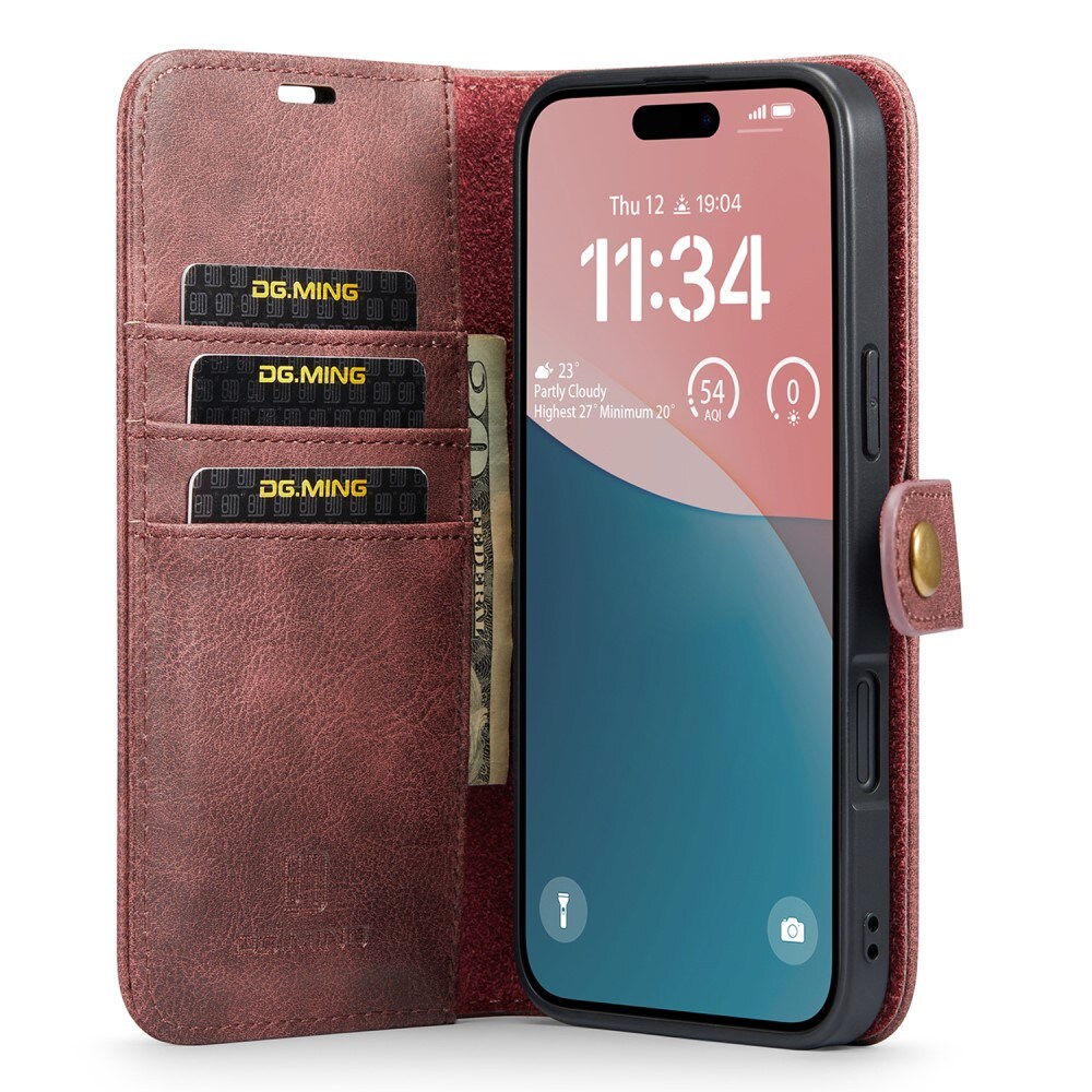iPhone 16 Pungetui med aftageligt cover, Red