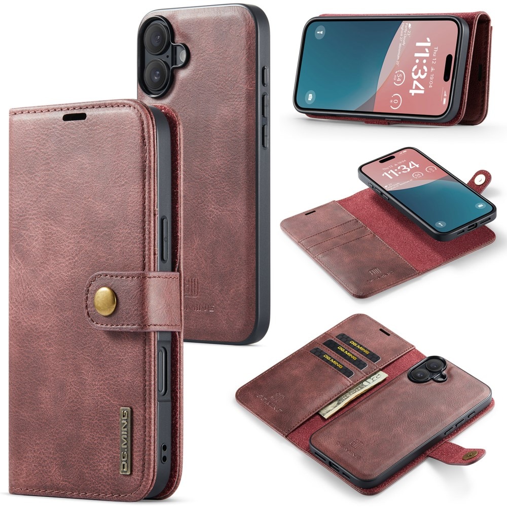 iPhone 16 Pungetui med aftageligt cover, Red