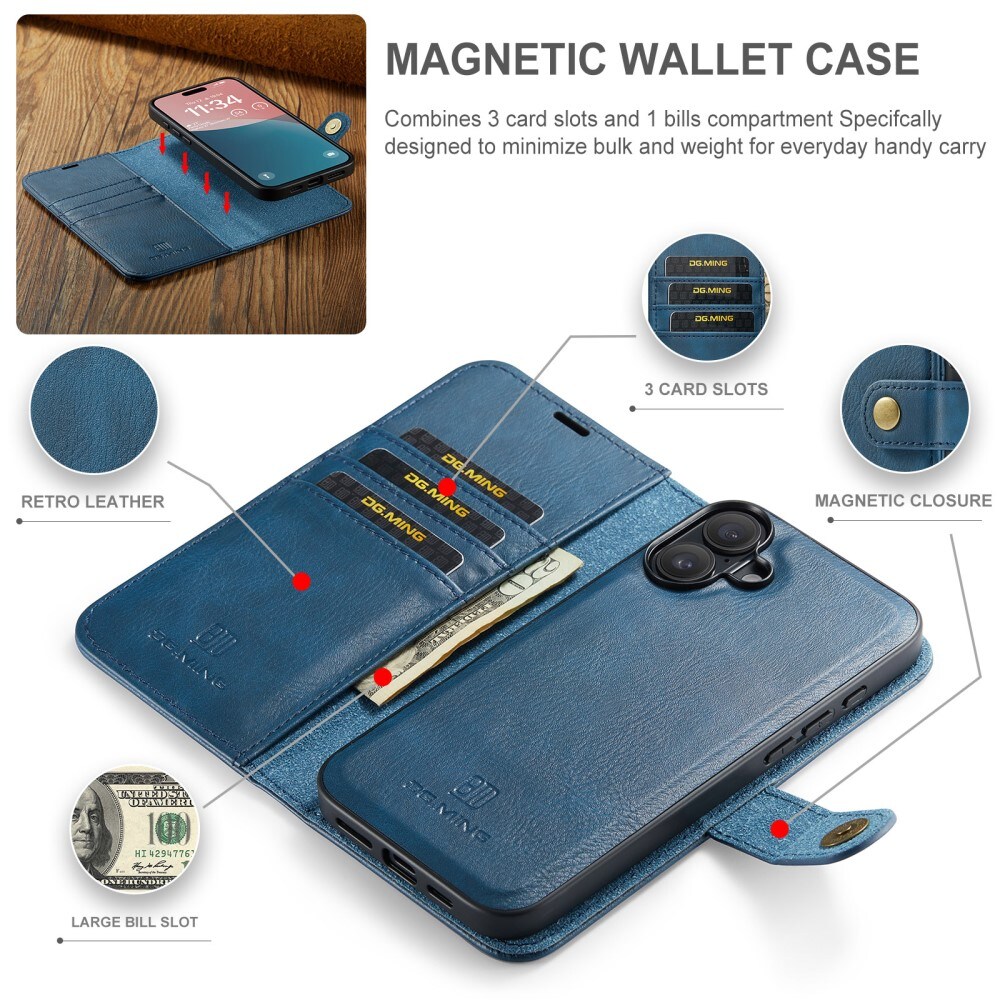 iPhone 16 Pungetui med aftageligt cover, Blue