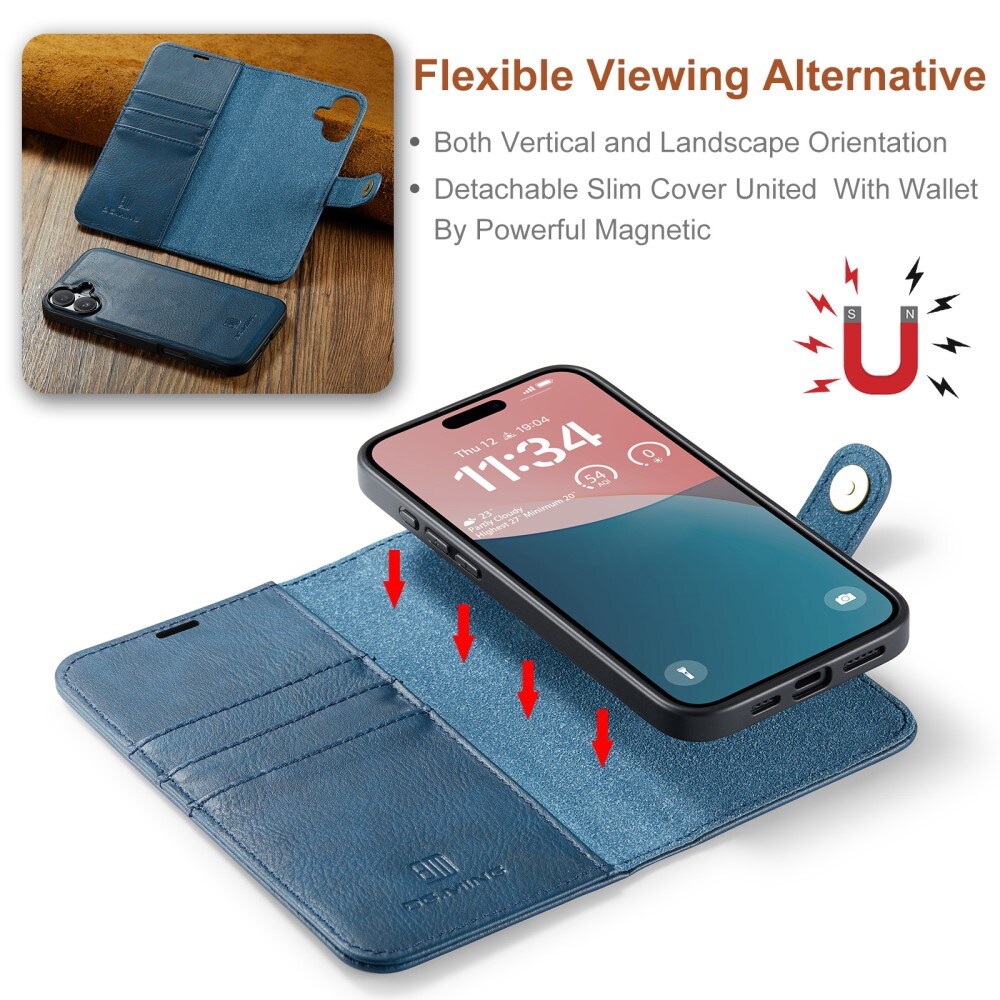iPhone 16 Pungetui med aftageligt cover, Blue