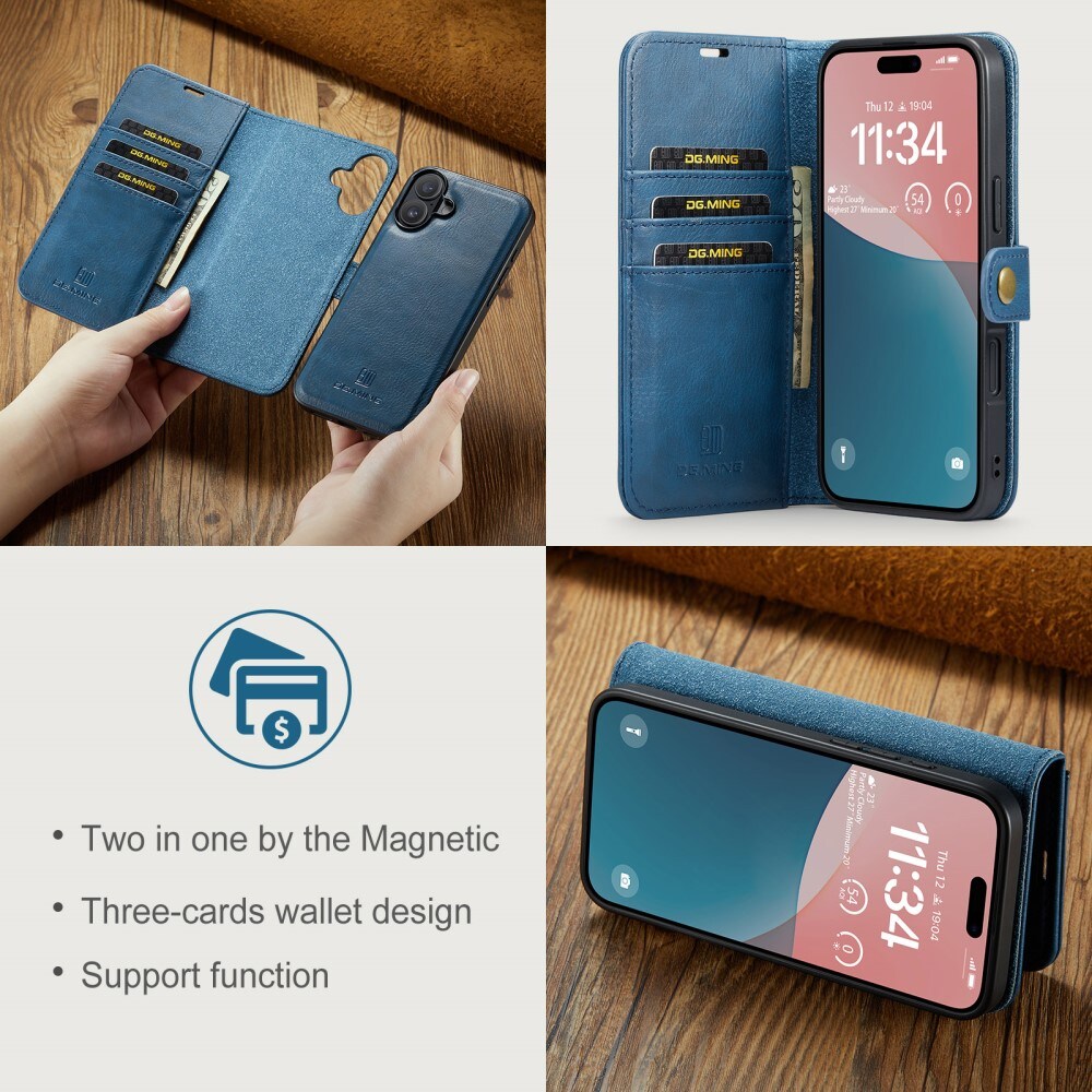 iPhone 16 Pungetui med aftageligt cover, Blue