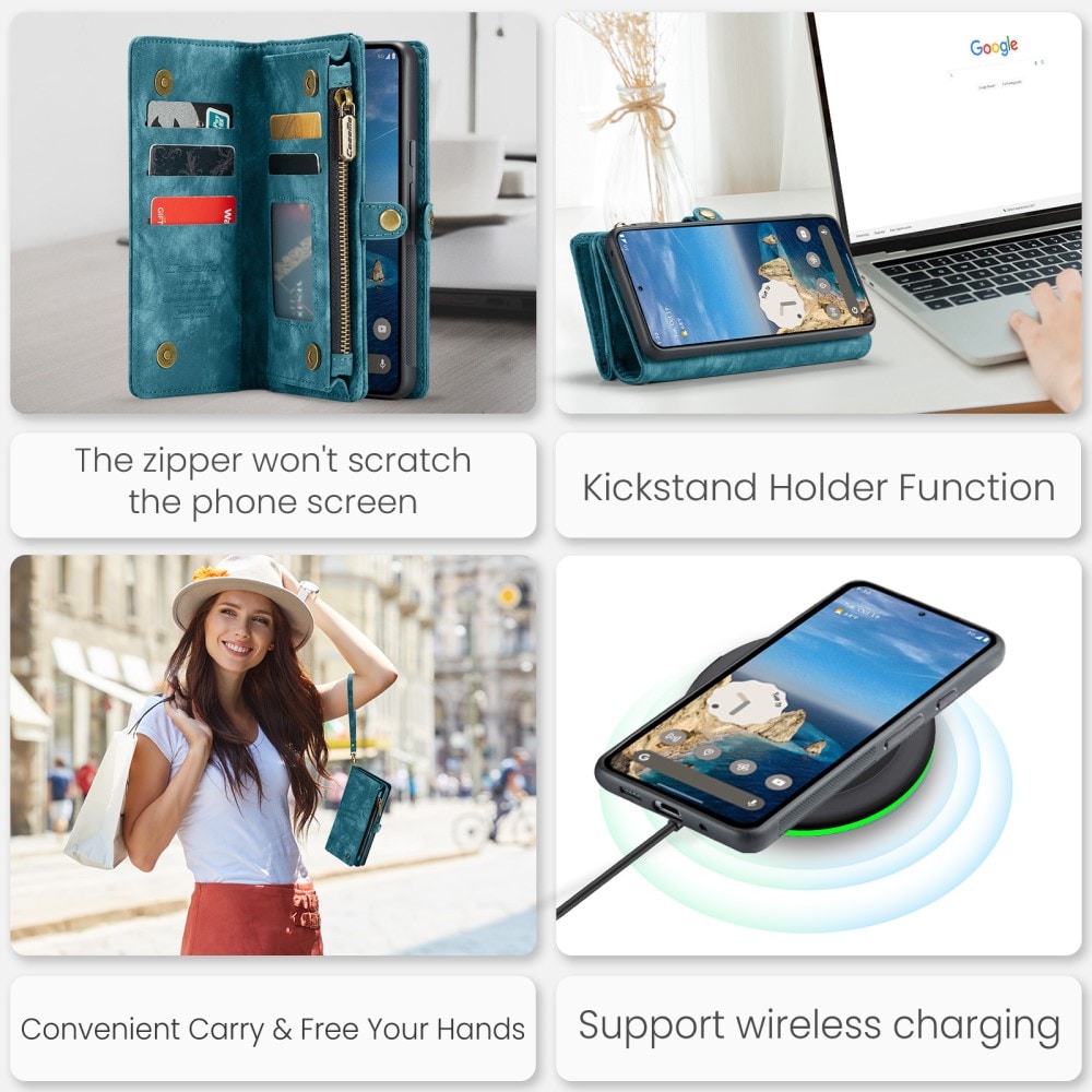 Google Pixel 9 Pro XL Rummeligt pungetui med mange kortholdere, Blå