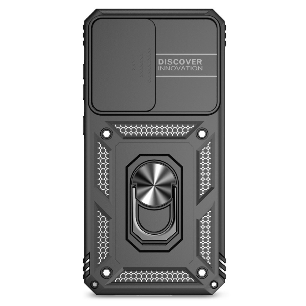 Samsung Galaxy S24 FE Cover med kamerabeskyttelse & fingerring, Sort