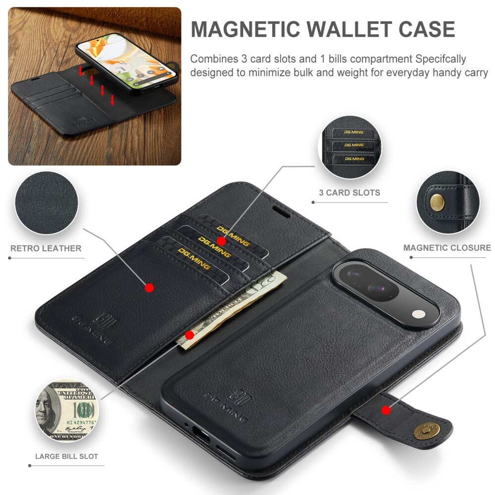Google Pixel 9 Pungetui med aftageligt cover, Black