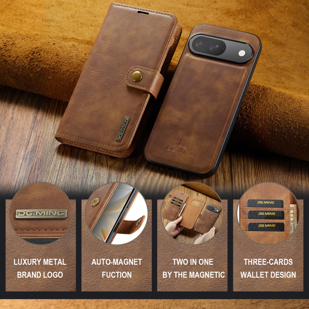 Google Pixel 9 Pro Pungetui med aftageligt cover, Cognac