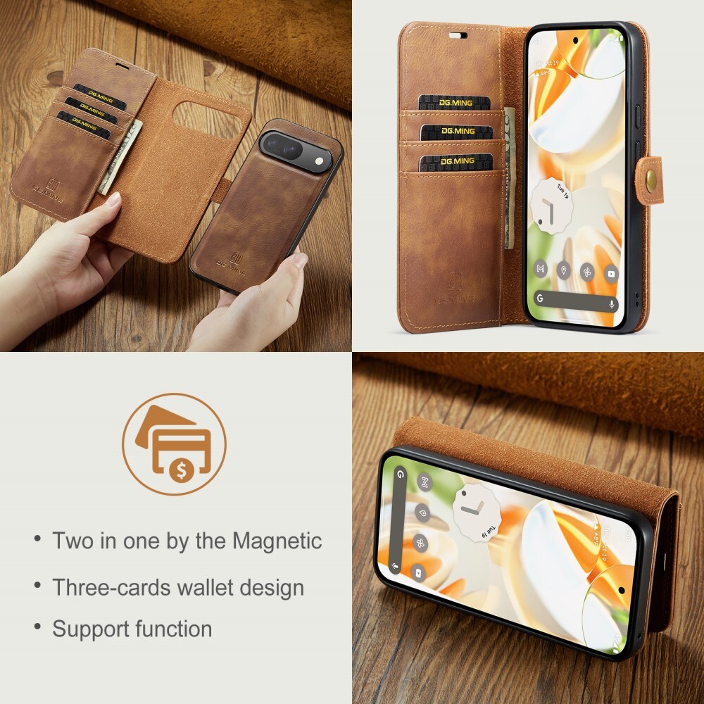 Google Pixel 9 Pro Pungetui med aftageligt cover, Cognac