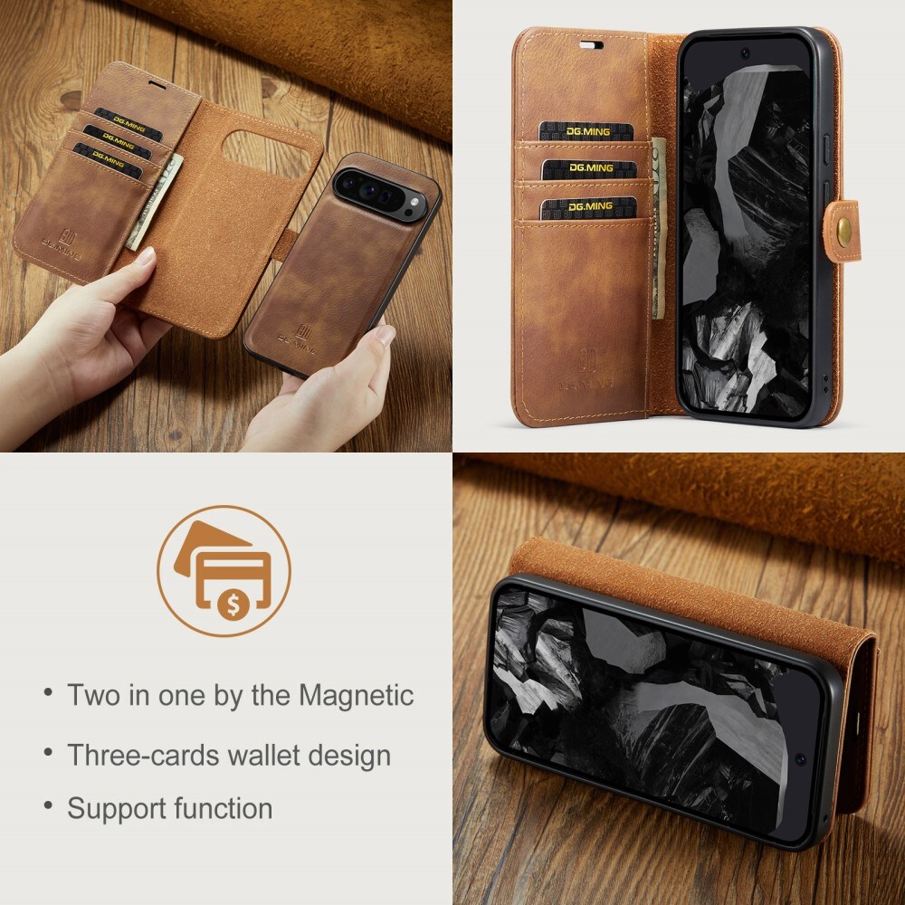 Google Pixel 9 Pro XL Pungetui med aftageligt cover, Cognac