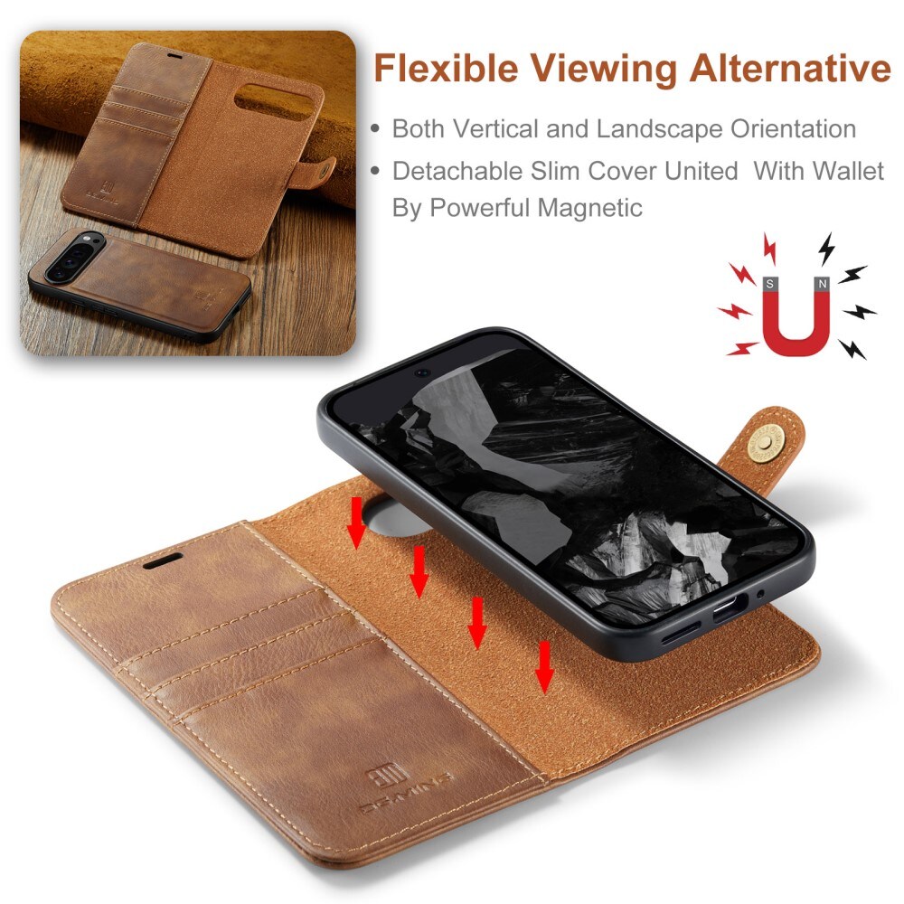 Google Pixel 9 Pro XL Pungetui med aftageligt cover, Cognac