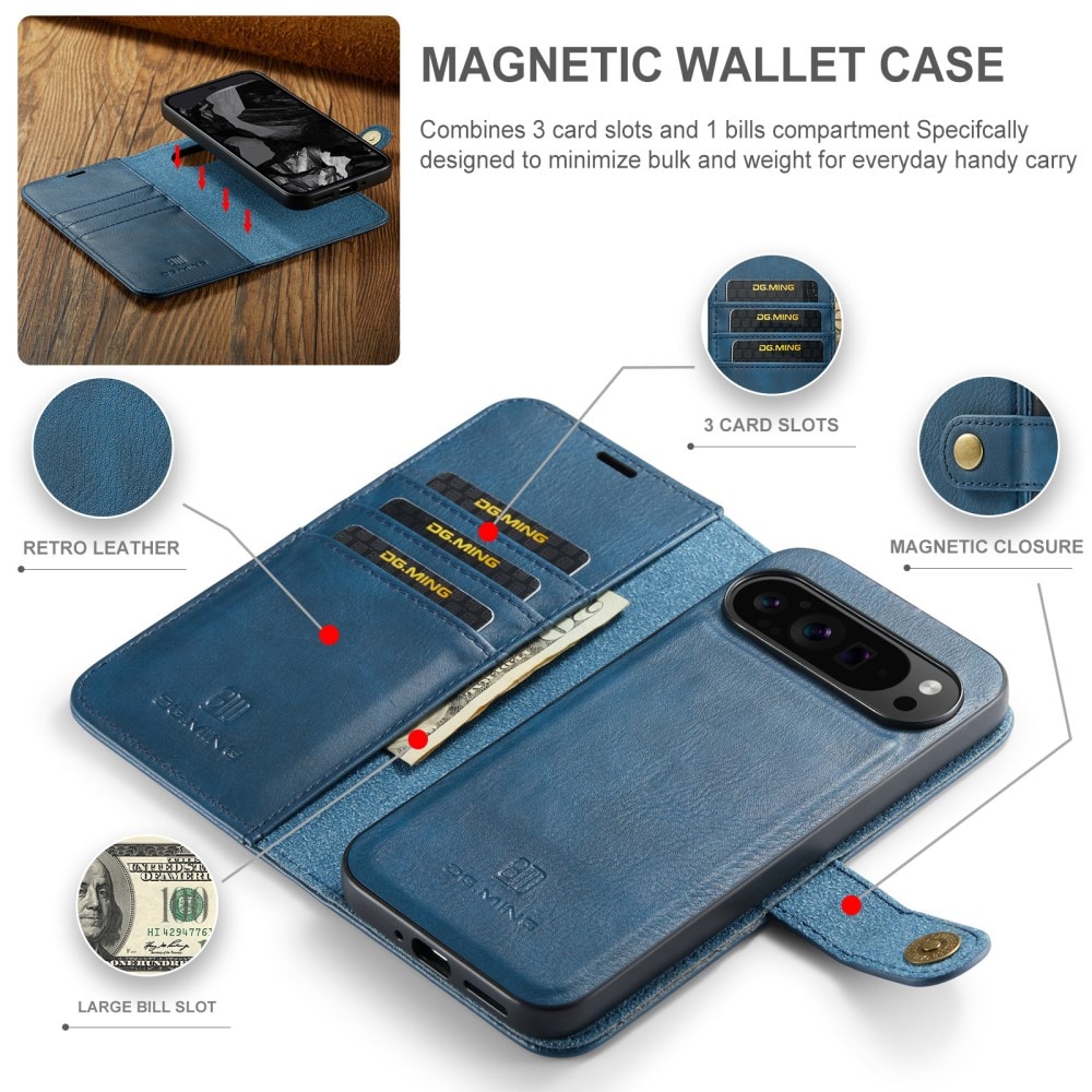Google Pixel 9 Pro XL Pungetui med aftageligt cover, Blue