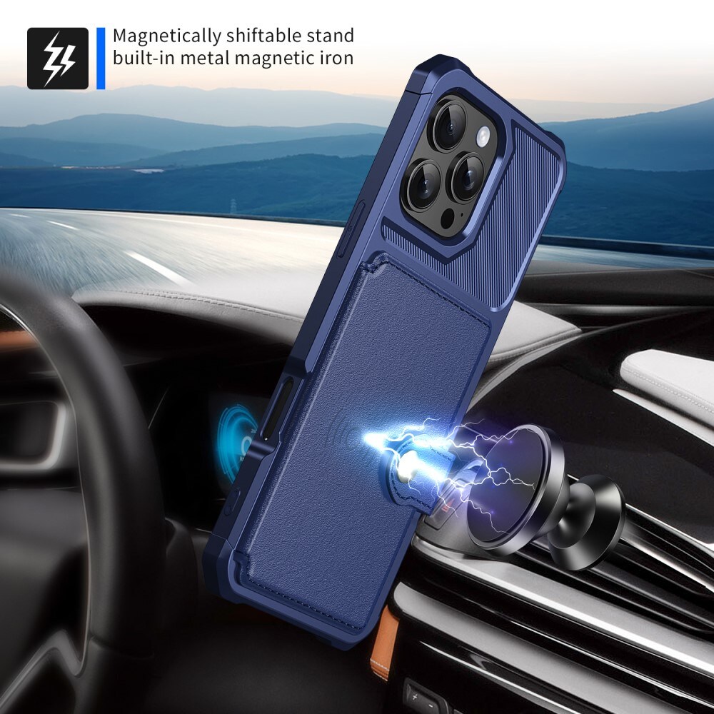 iPhone 16 Pro Max Stødsikkert mobilcover med pung, Blå