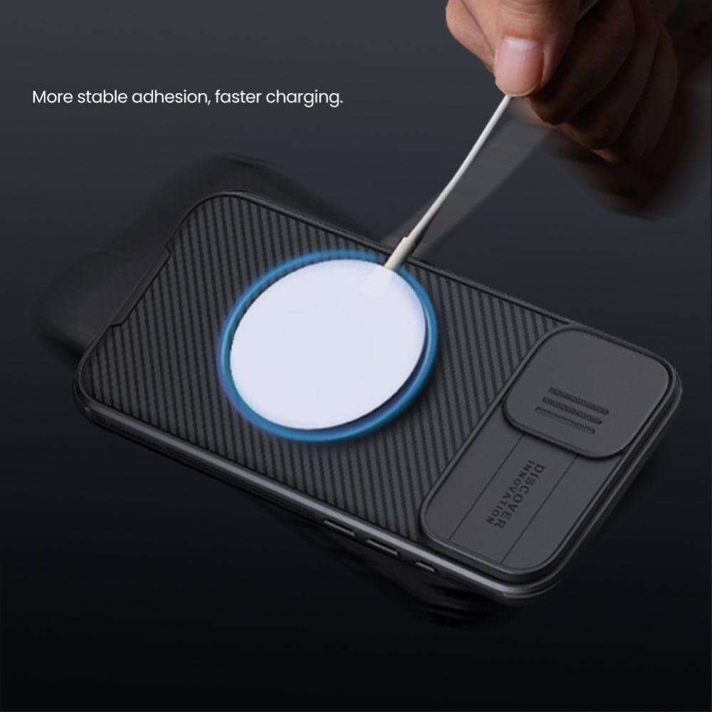 iPhone 16 MagSafe-cover med kamerabeskyttelse - CamShield, Sort