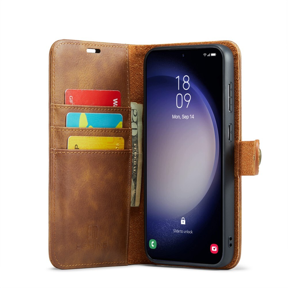 Samsung Galaxy S24 FE Pungetui med aftageligt cover, Cognac