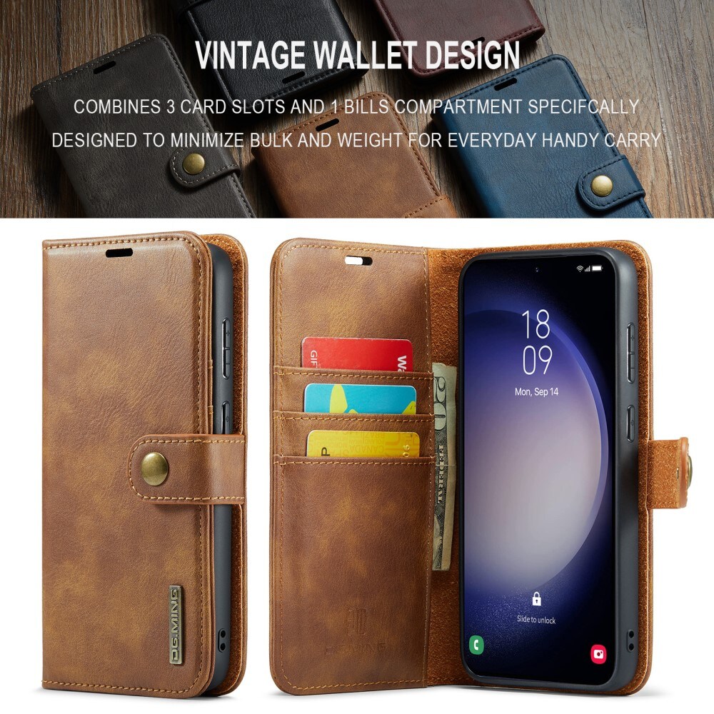 Samsung Galaxy S24 FE Pungetui med aftageligt cover, Cognac