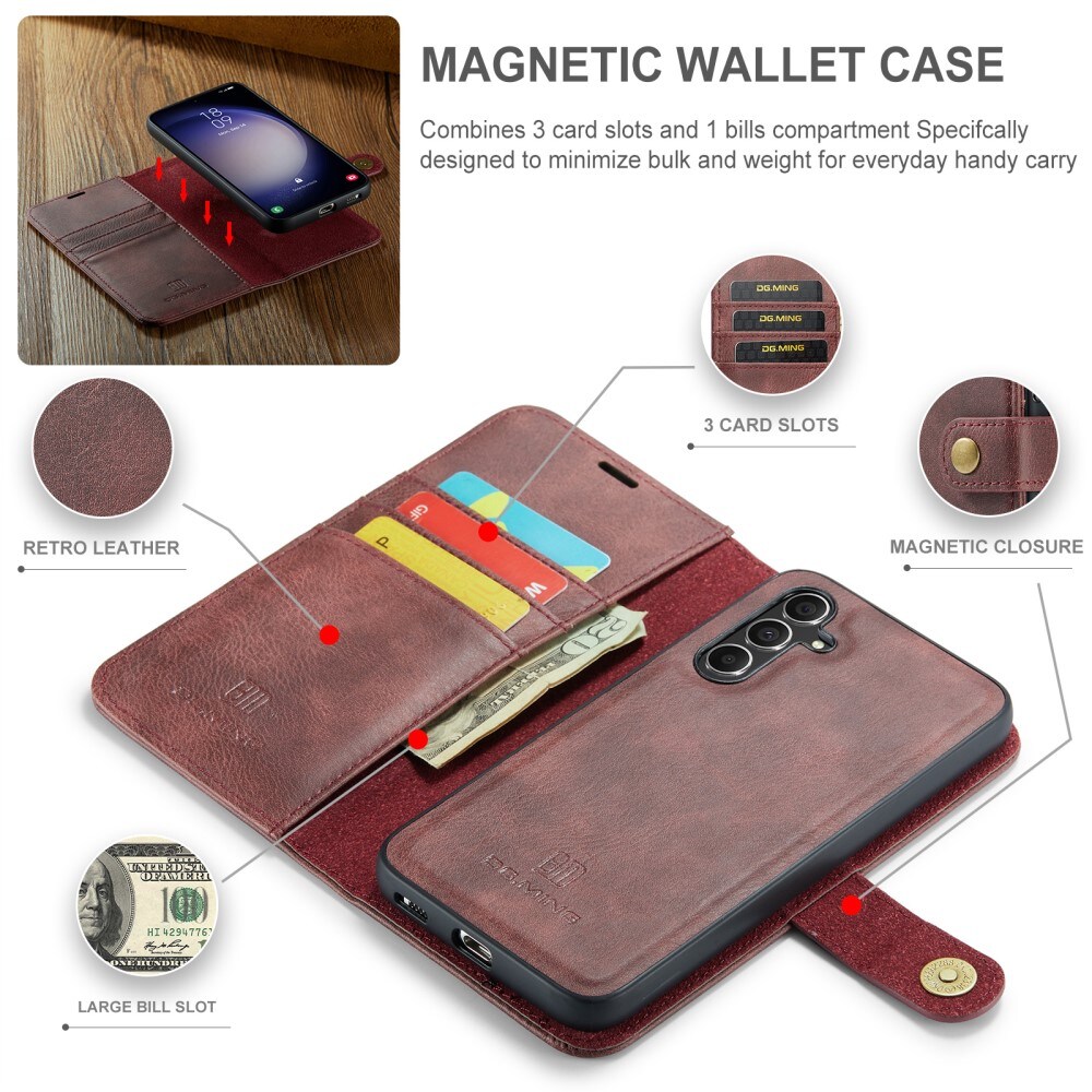 Samsung Galaxy S24 FE Pungetui med aftageligt cover, Red
