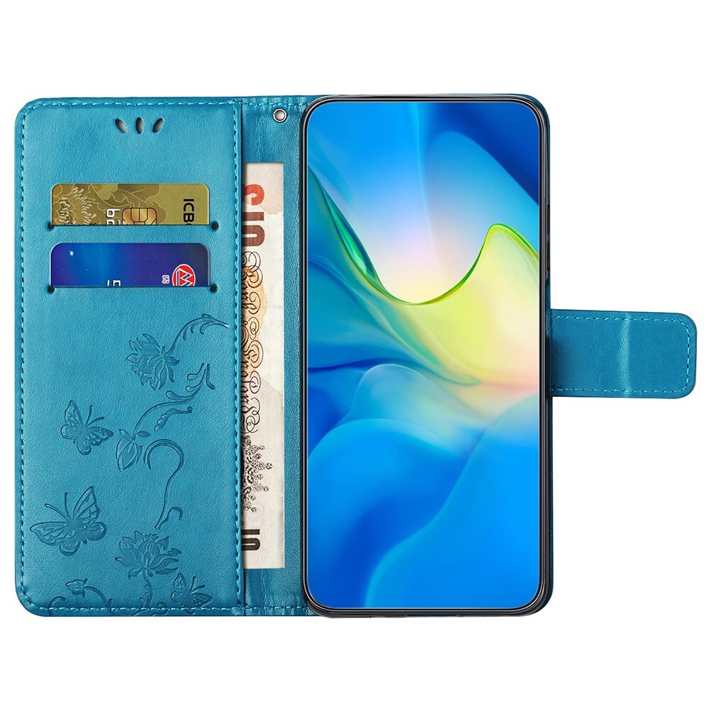 Motorola Moto G55 Mobiletui med sommerfugle, Blå