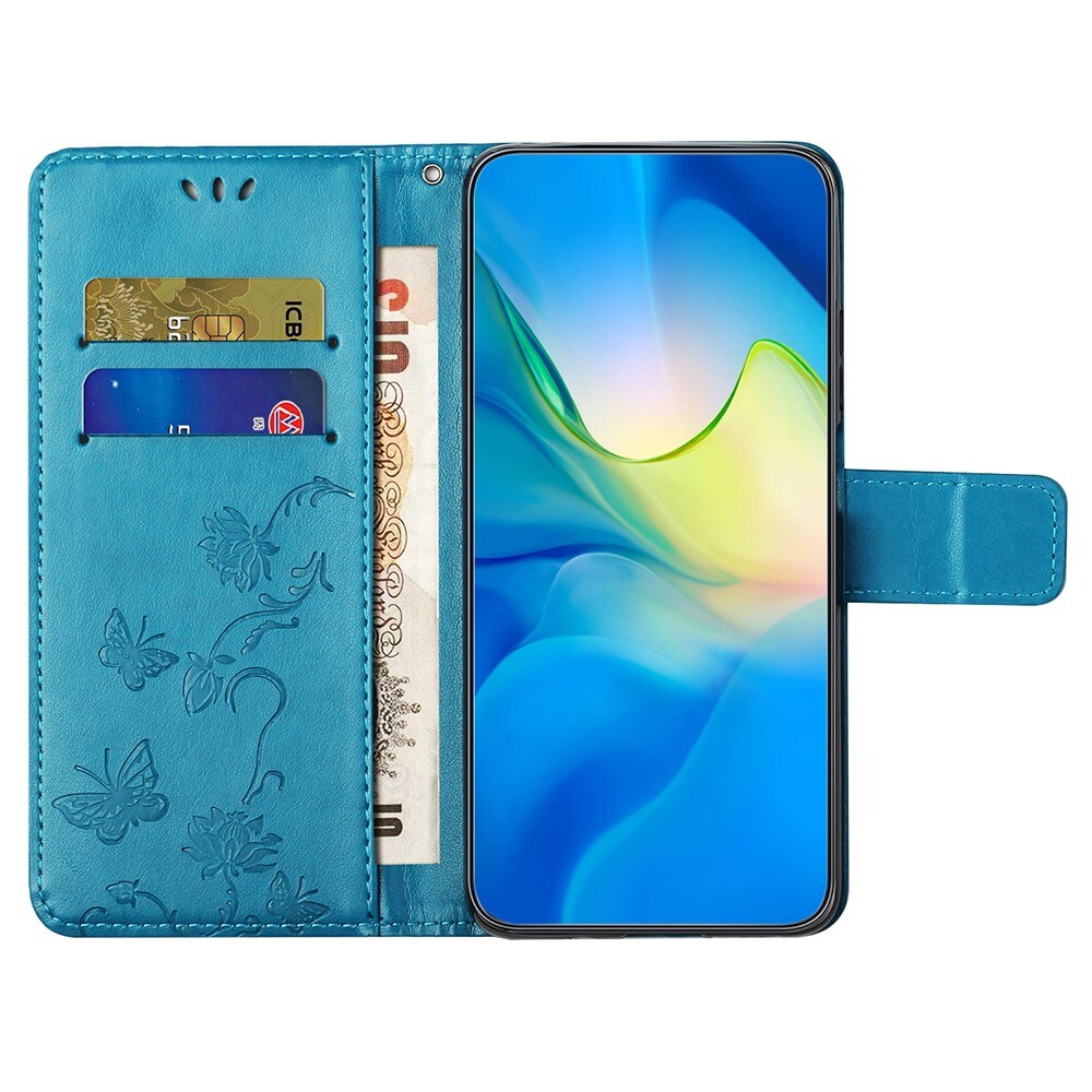 Motorola Moto G35 Mobiletui med sommerfugle, Blå