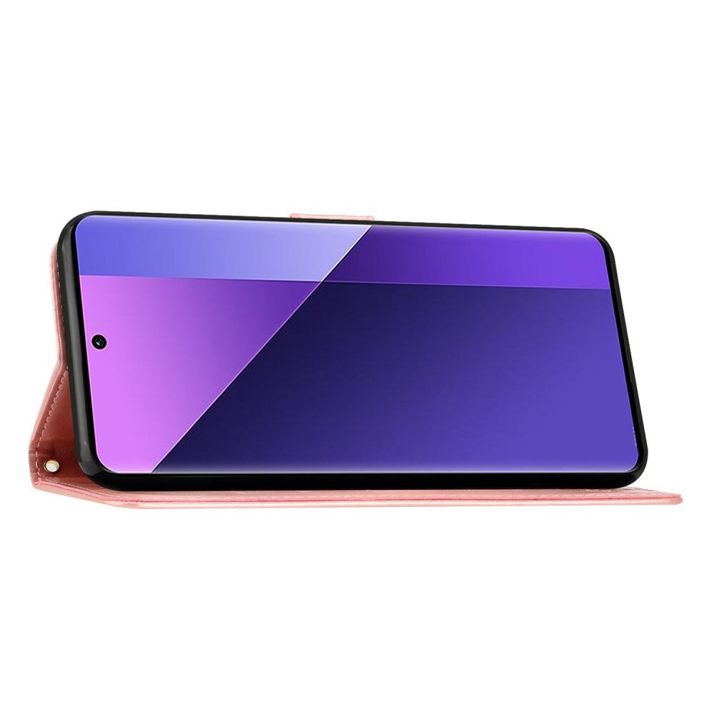 Xiaomi Redmi 14C Mobiletui med sommerfugle, Lyserød guld