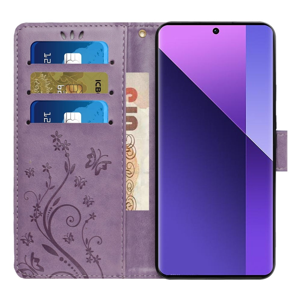 Motorola Edge 50 Neo Mobiletui med sommerfugle, Lilla