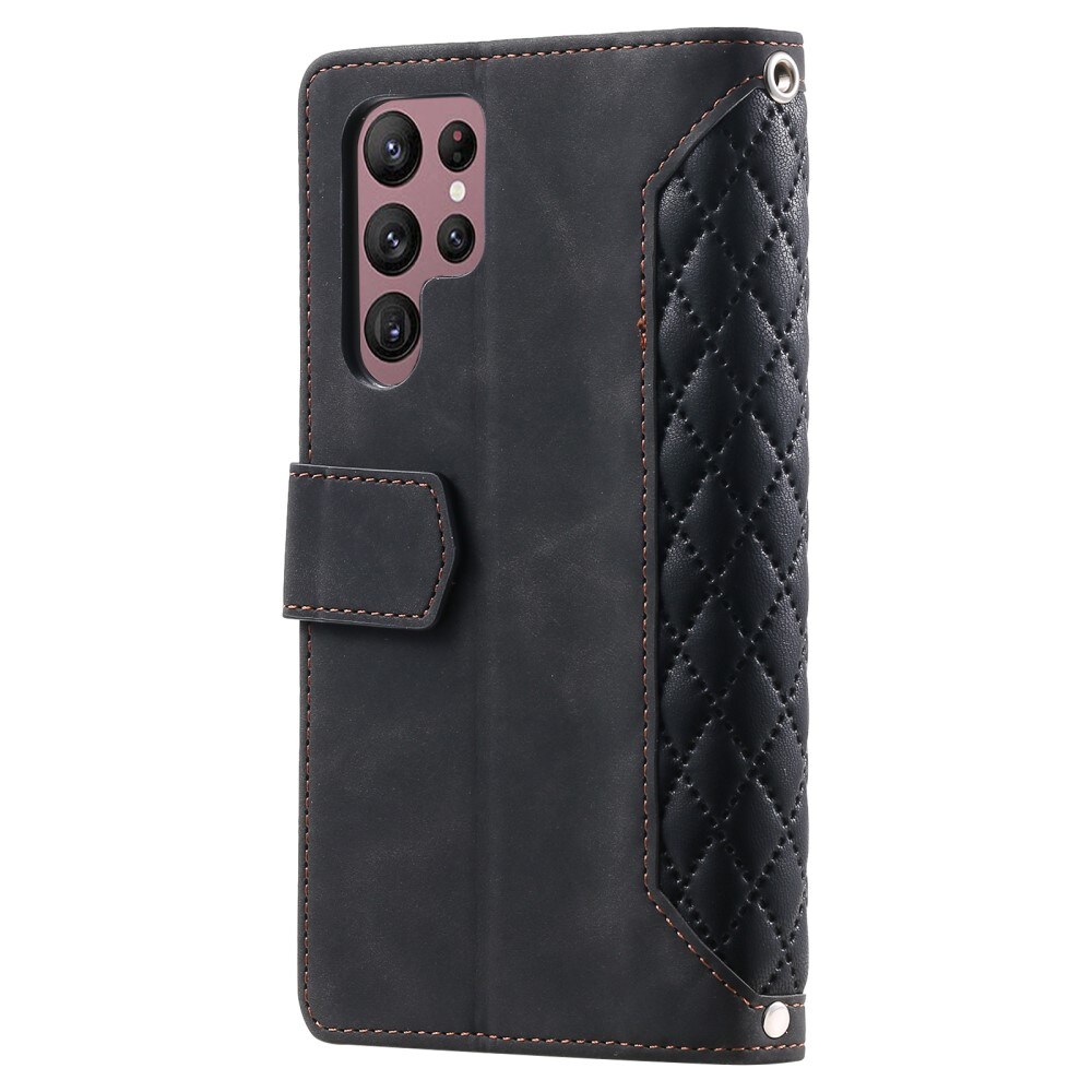 Samsung Galaxy S25 Ultra Quiltet pungtaske, Sort