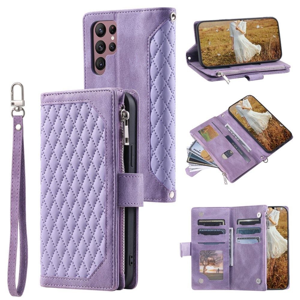 Samsung Galaxy S25 Ultra Quiltet pungtaske, Lilla